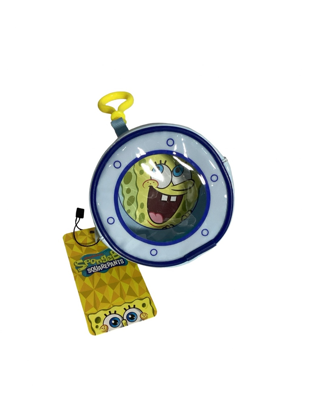 SpongeBob SquarePants Blue Clear Zip Around Port Hole Coin Purse Bag Charm NEW